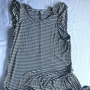 Old Navy Black and White Striped Dress w/ ruffle sleeves